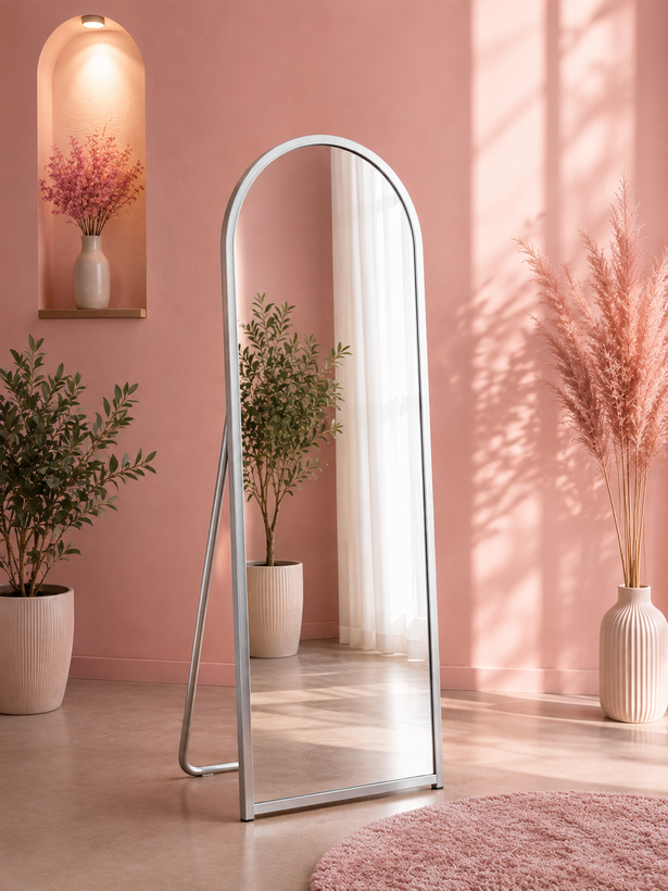 آینهمدلگنبدیپایدار/جنسفلزی/رنگمشکی،سفید،نقرهای
